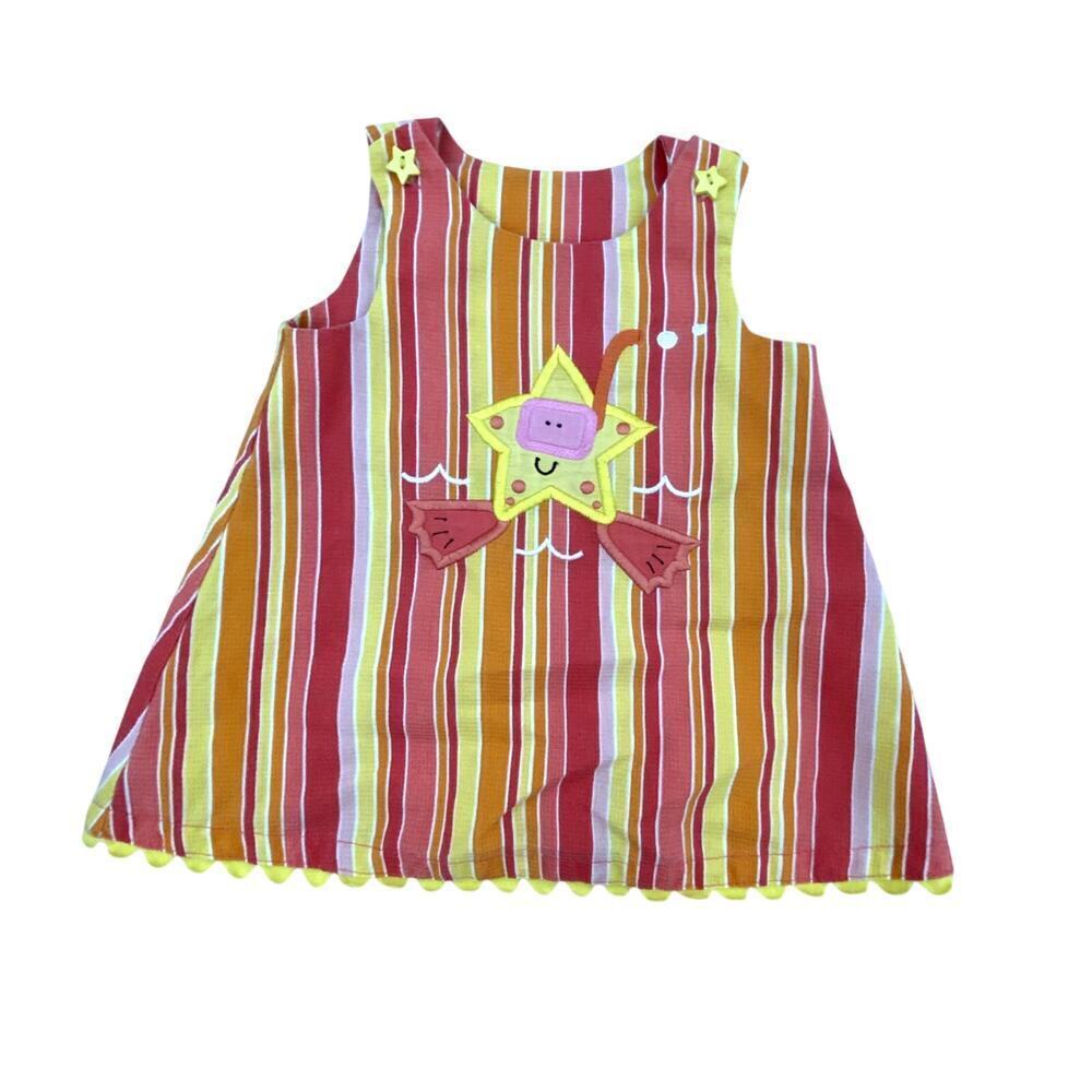 Girls Vintage Austin and Ashley Striped Embroidered Dress Size 2T